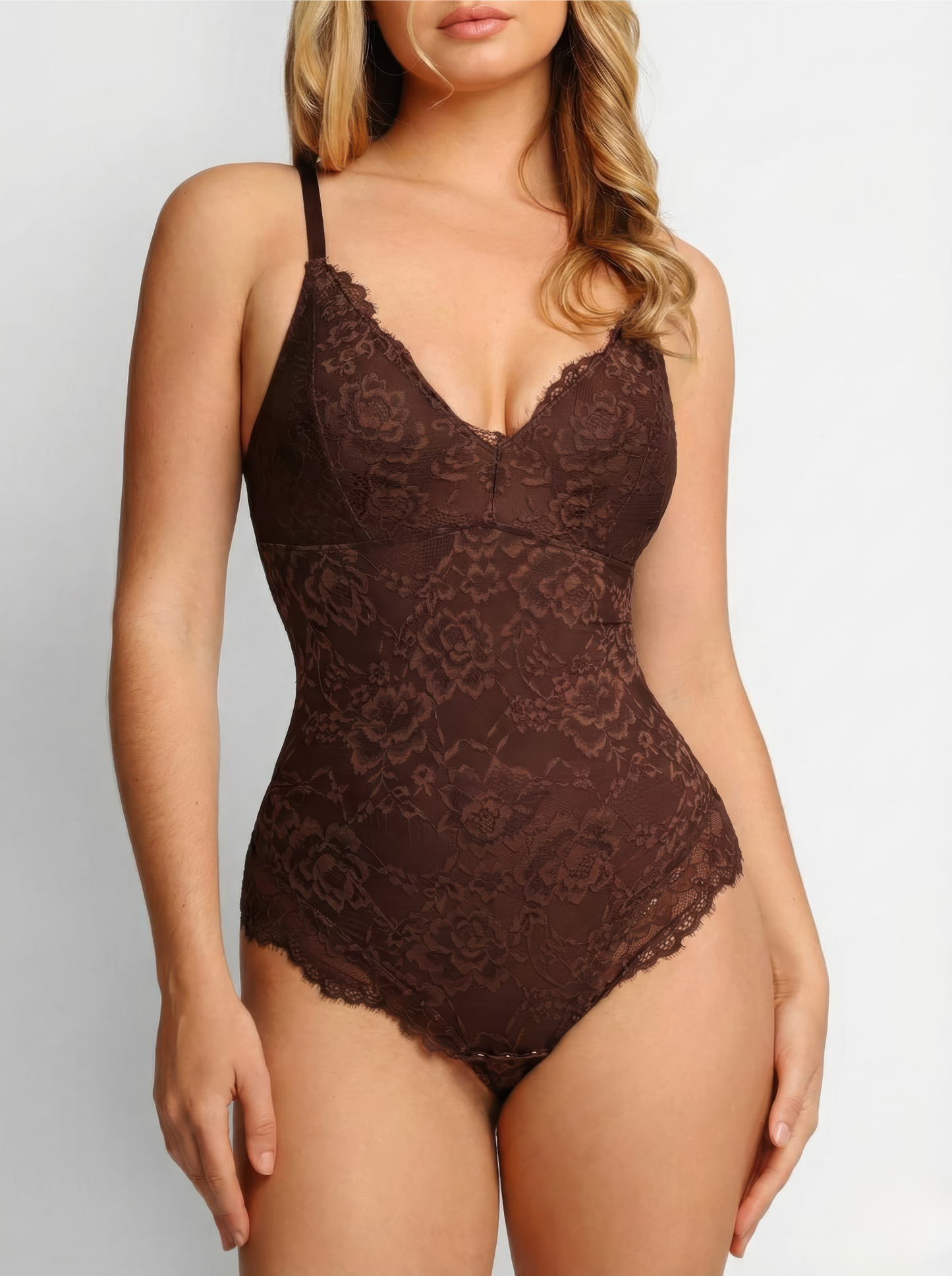 Snatched Lace V-Neck Full Bodysuit
