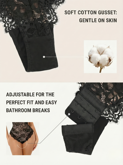 Snatched Lace V-Neck Full Bodysuit